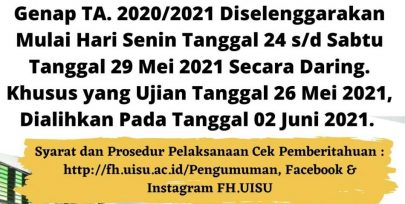 PENGUMUMAN PELAKSANAAN UTS GENAP TA. 2020/2021