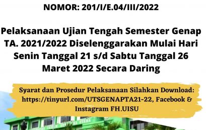 PEMBERITAHAN PELAKSANAAN UTS GENAP TA. 2021-2022